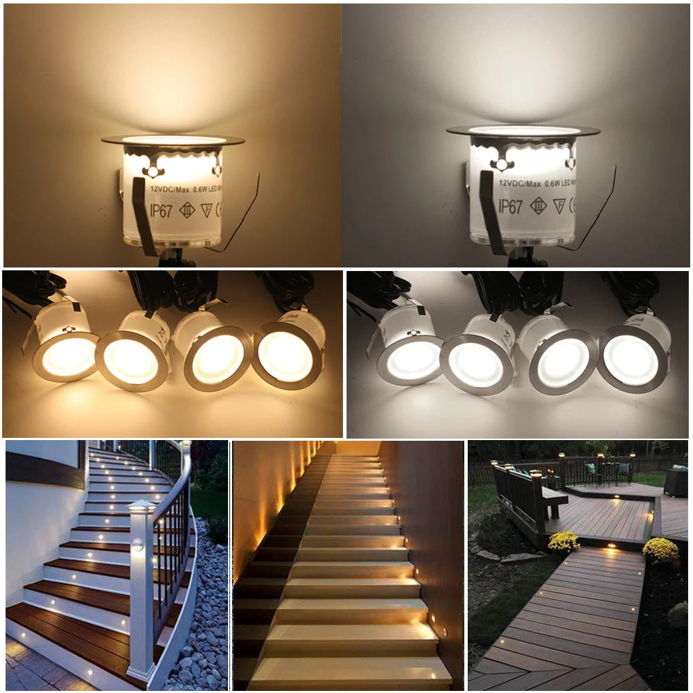 LED Deck Light 12V IP67 Waterproof Buried Lamps Outside Recessed Stair Underground Lamp LED Floor Light Warm White/Natural White