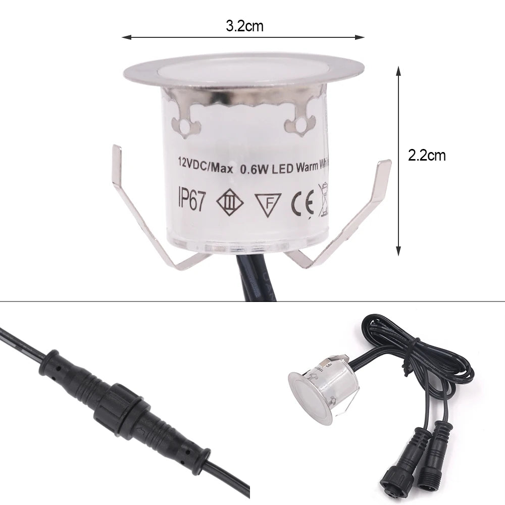 LED Deck Light 12V IP67 Waterproof Buried Lamps Outside Recessed Stair Underground Lamp LED Floor Light Warm White/Natural White