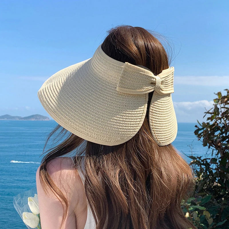 Summer Hats For Women Empty Top Large Brim Sun Hat Sunscreen Breathable Foldable Travel Beach Sunhat Visor Cap Wholesale New
