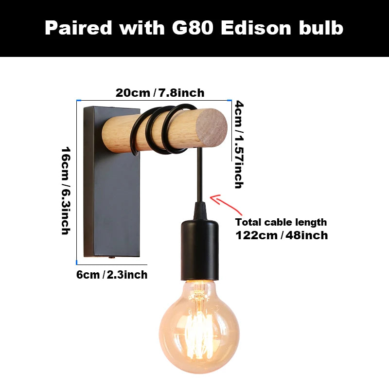 Vintage Retro Wall Lamp Sconce Wall Lights E27 Industrial Home Decor Indoor Lighting Bedside Lamp Dining Room Bedroom Light