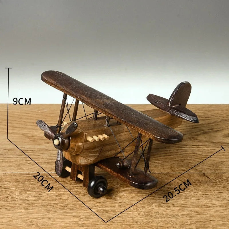 Handcrafted Wooden Airplane Model - Desktop Decor