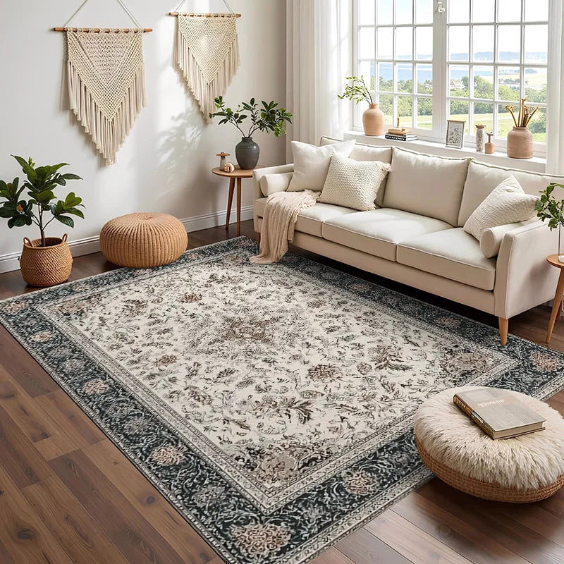 RAKKS Retro Style Rugs for Bedroom Large Area Living Room Decoration Anti-slip Carpet Washable Lounge Floor Mat Home Soft Rug