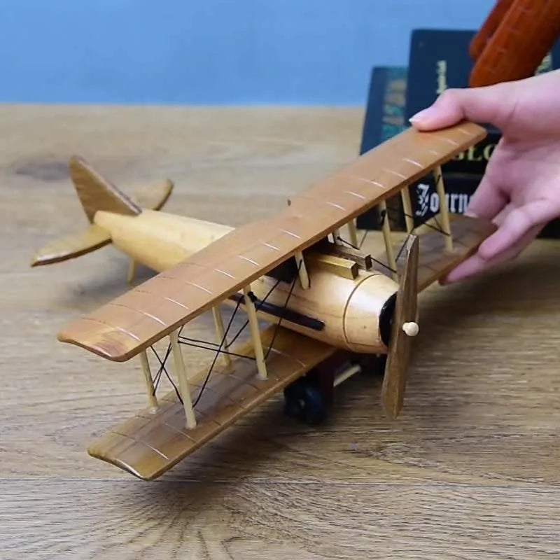 Handcrafted Wooden Airplane Model - Desktop Decor