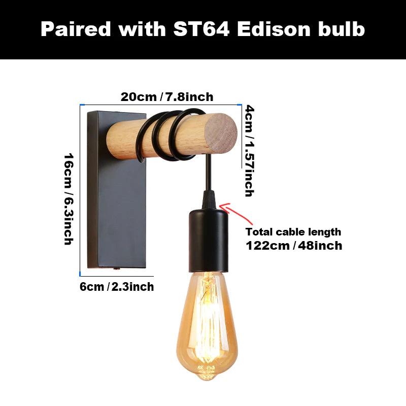 Vintage Retro Wall Lamp Sconce Wall Lights E27 Industrial Home Decor Indoor Lighting Bedside Lamp Dining Room Bedroom Light