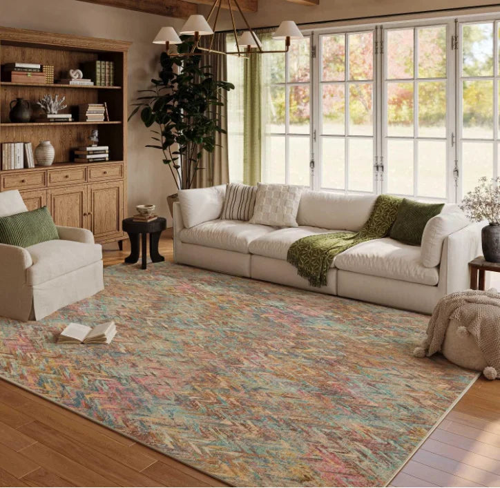 Vintage Gradient Geometric Area Rug Non-Slip Washable Dirt-resistant Carpet for Living Room Bedroom Idea for Boho Retro Lovers