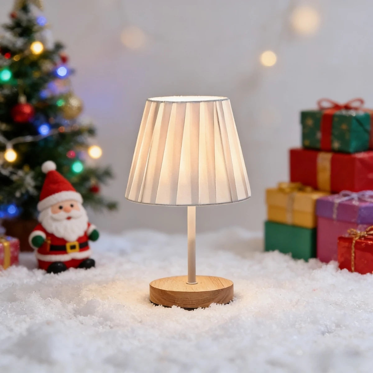 Timeless Art Desk Lamp with Fabric Lampshade - Elegant Wooden Bedside Lamp for Living Room, Study & Home Décor