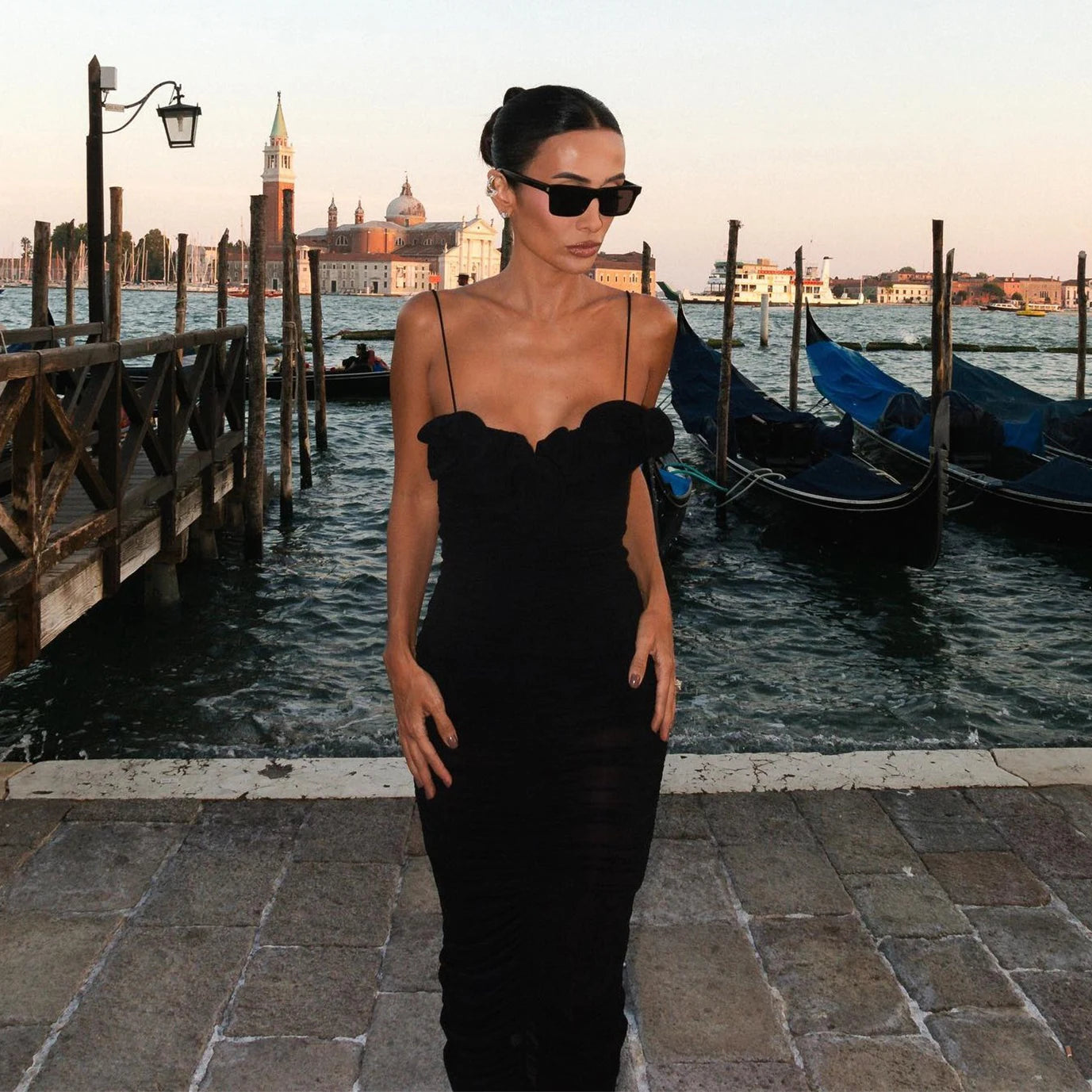 Black & White Bikini Set with Beach Skirt