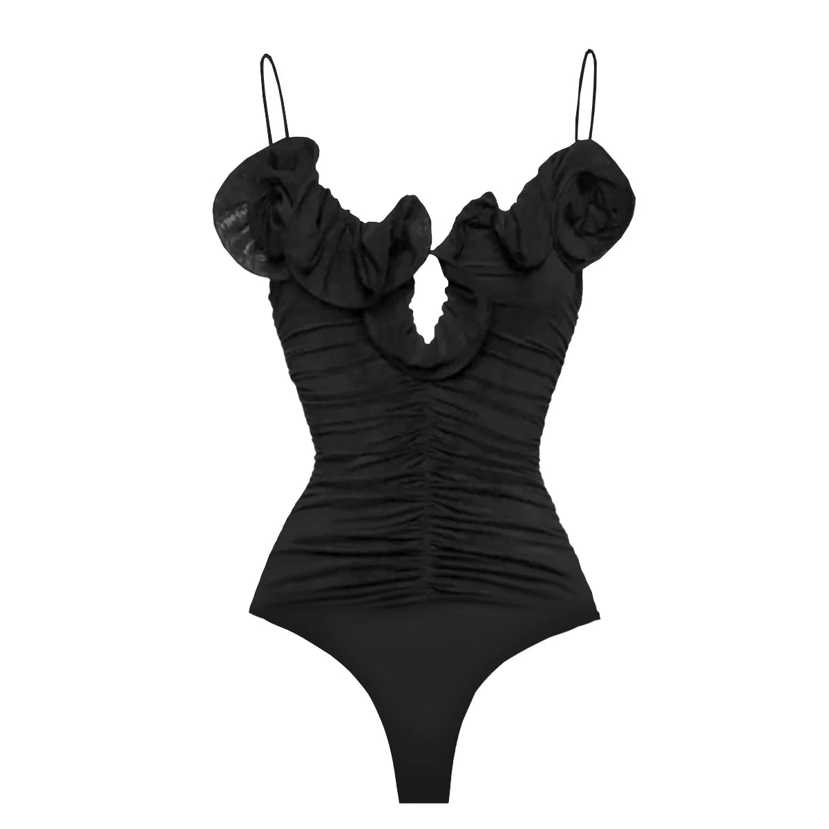 Black & White Bikini Set with Beach Skirt