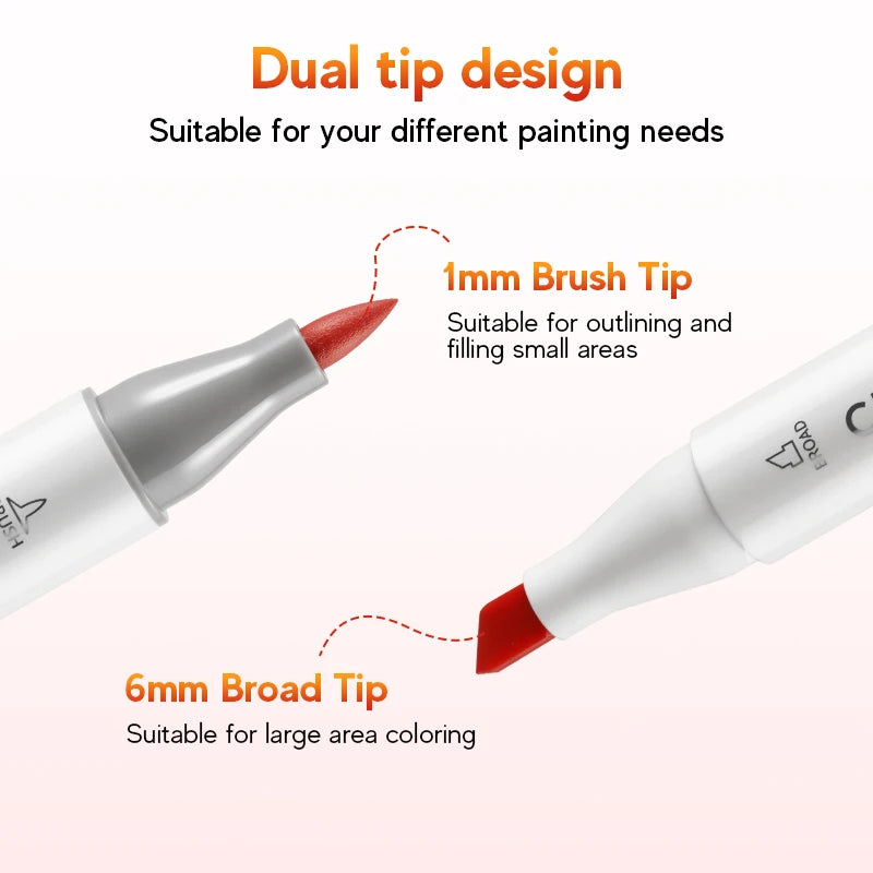 Professional Dual-Tip Alcohol Marker Set – Brush & Broad Tip