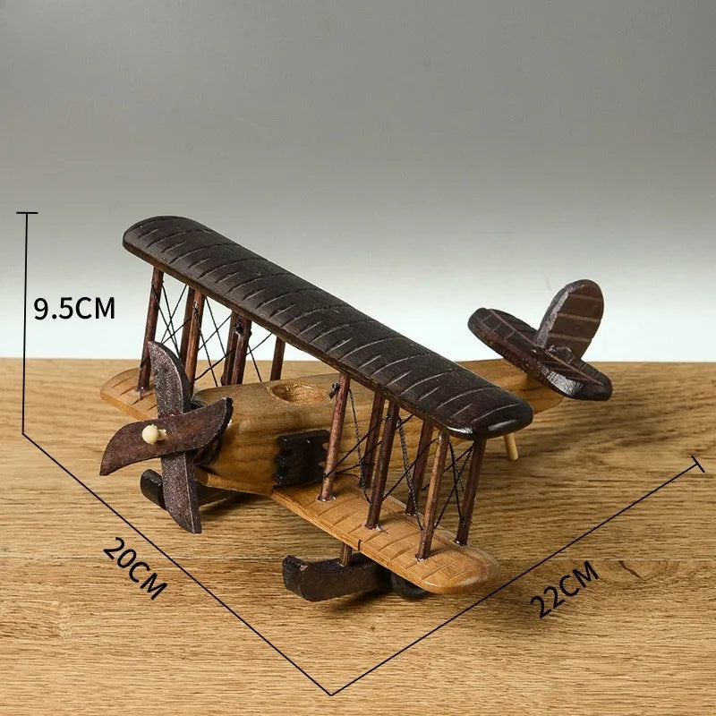 Handcrafted Wooden Airplane Model - Desktop Decor