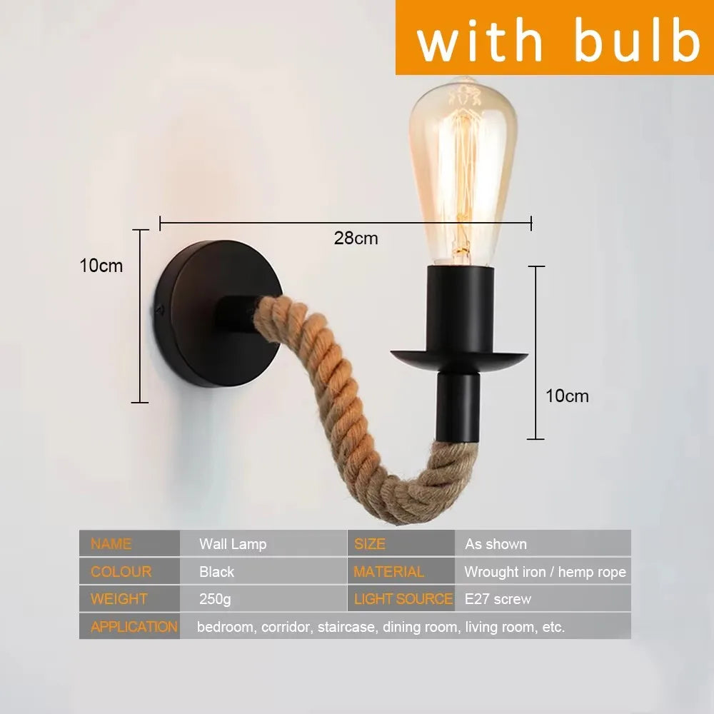 Industrial Wall Sconce - Rope Accent Lighting