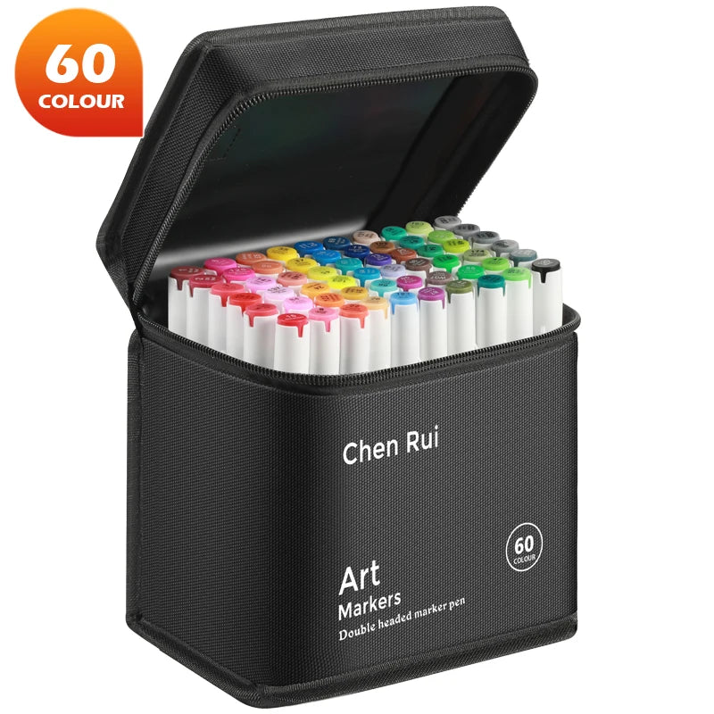 Professional Dual-Tip Alcohol Marker Set – Brush & Broad Tip