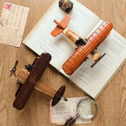 Handcrafted Wooden Airplane Model - Desktop Decor