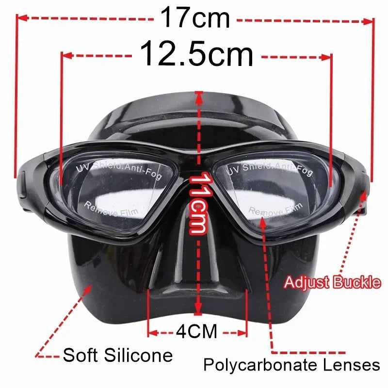 Swimming Goggles Glasses Liquid Silicone snorkeling Mask with Nose Cover,Anti-fog Spray,Free Diving Mask PC plastic Lens